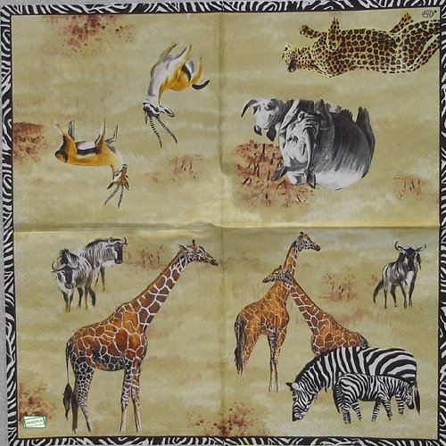 2 serviettes papier - animaux afrique -49