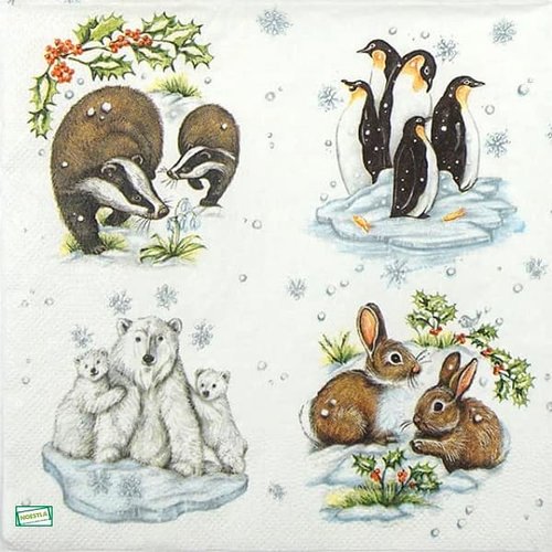 2 serviettes papier - autres animaux -11