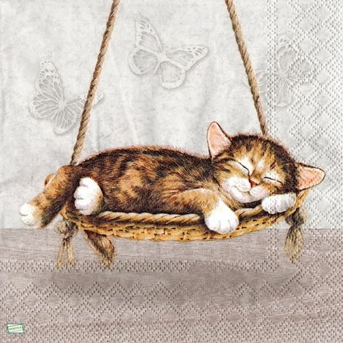 2 serviettes papier - chats -28