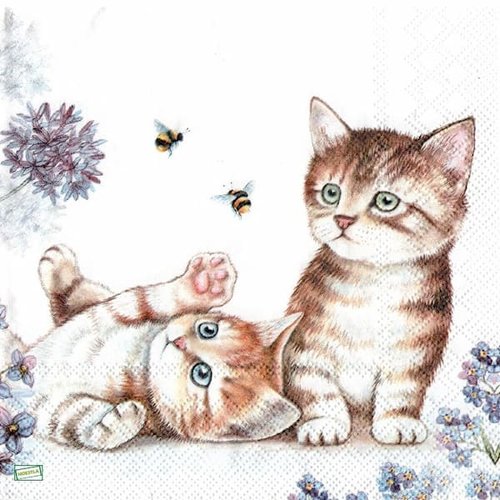 2 serviettes papier - chats -29