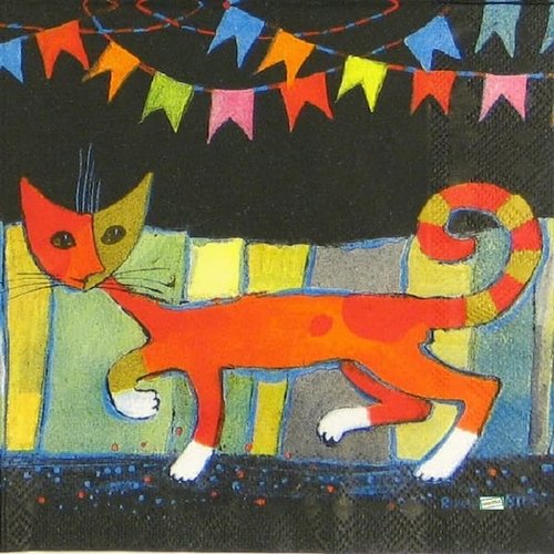 2 serviettes papier - chats -32
