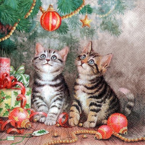 2 serviettes papier - chats -49