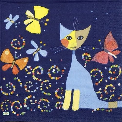 2 serviettes papier - chats -56