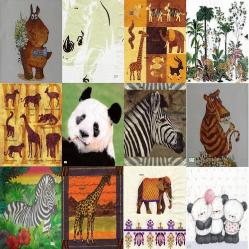 Lot 12 serviettes papier -animaux afrique -l11