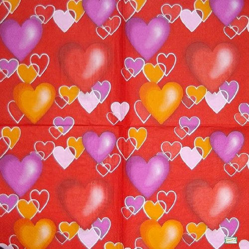 2 serviettes papier - les coeurs -12