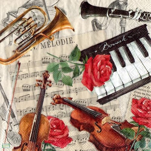 2 serviettes papier - musique -23