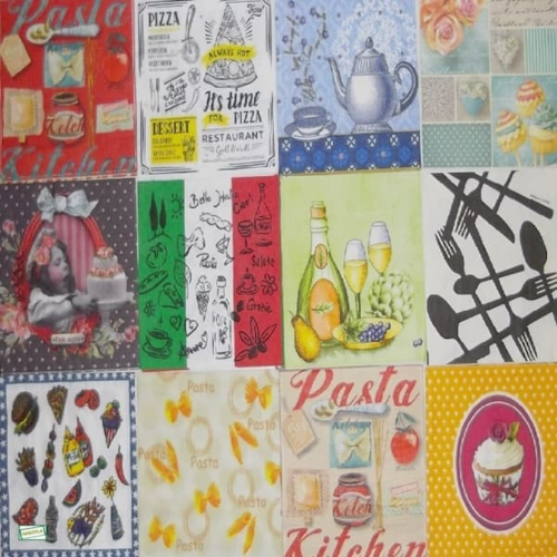 Lot 12 serviettes papier -cuisine-l31