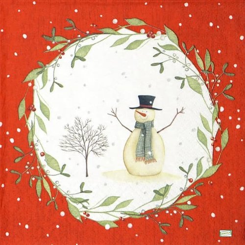 2 serviettes papier - bonhomme de neige -3