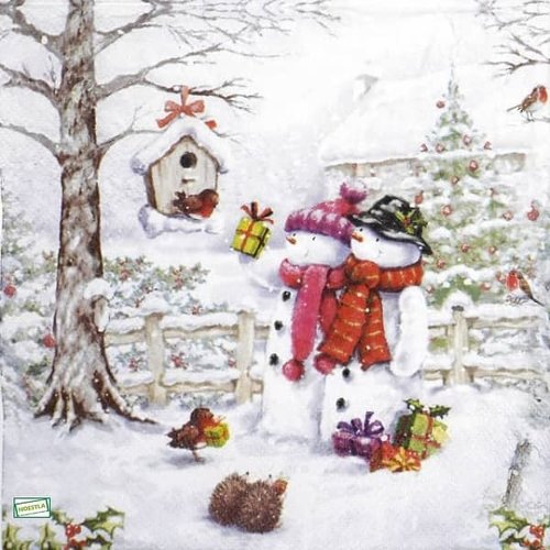 2 serviettes papier - bonhomme de neige -6