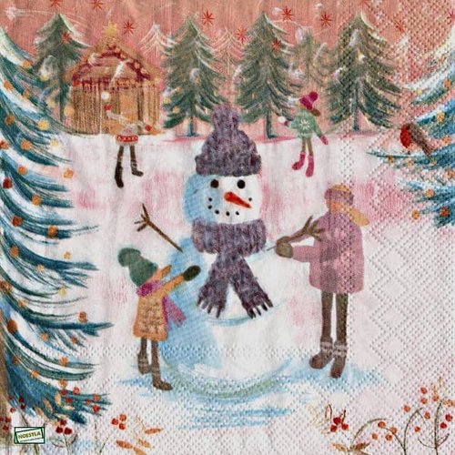2 serviettes papier - bonhomme de neige -13