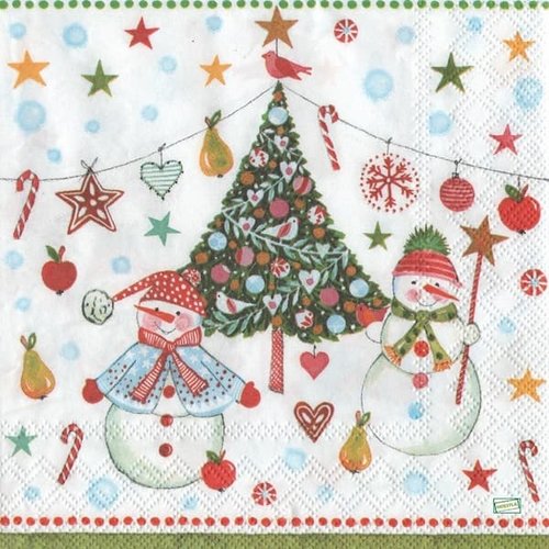 2 serviettes papier - bonhomme de neige -38