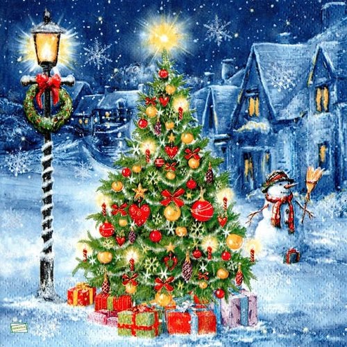 2 serviettes papier - bonhomme de neige -43