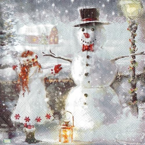 2 serviettes papier - bonhomme de neige -44