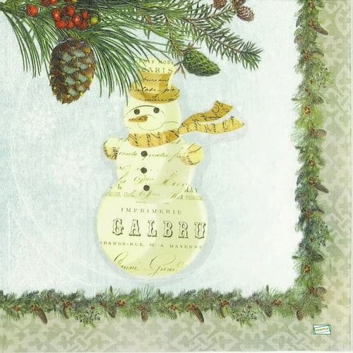 2 serviettes papier - bonhomme de neige -45