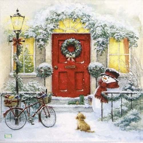 2 serviettes papier - bonhomme de neige -62
