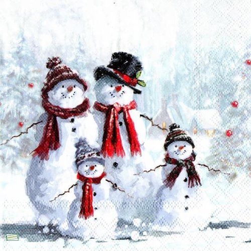 2 serviettes papier - bonhomme de neige -66
