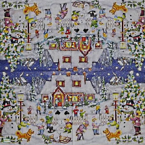 2 serviettes papier - bonhomme de neige -72