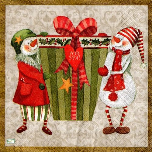 2 serviettes papier - bonhomme de neige -73