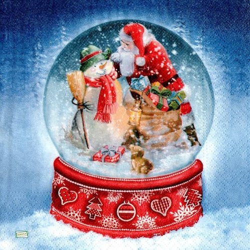 2 serviettes papier - bonhomme de neige -74