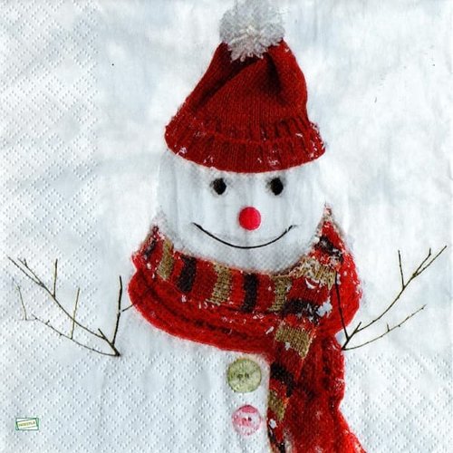 2 serviettes papier - bonhomme de neige -81