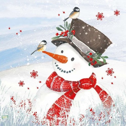 2 serviettes papier - bonhomme de neige -82