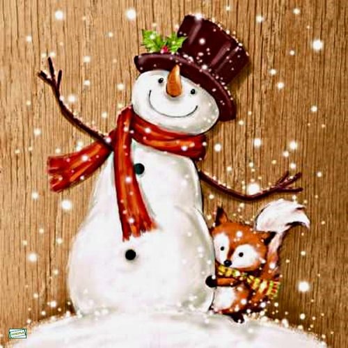 2 serviettes papier - bonhomme de neige -83