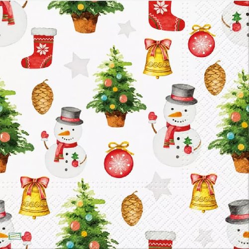 2 serviettes papier - bonhomme de neige -84