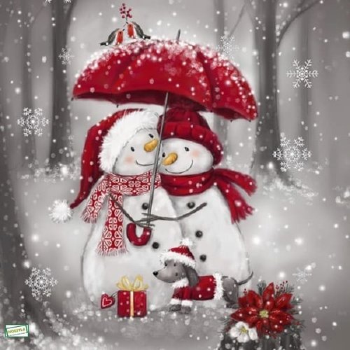 2 serviettes papier - bonhomme de neige -88