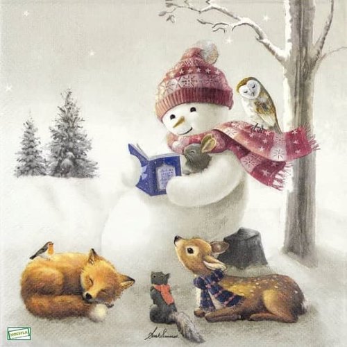 2 serviettes papier - bonhomme de neige -89