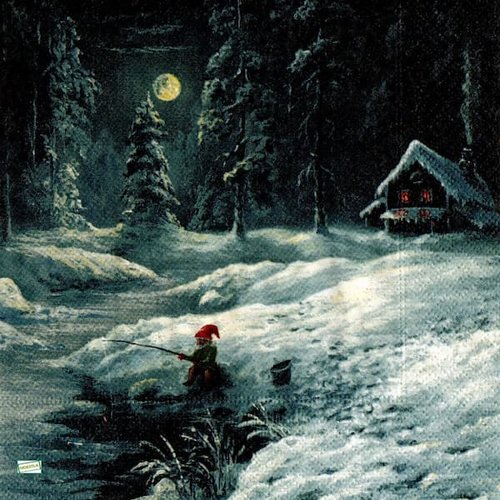 2 serviettes papier - paysage de neige- 26