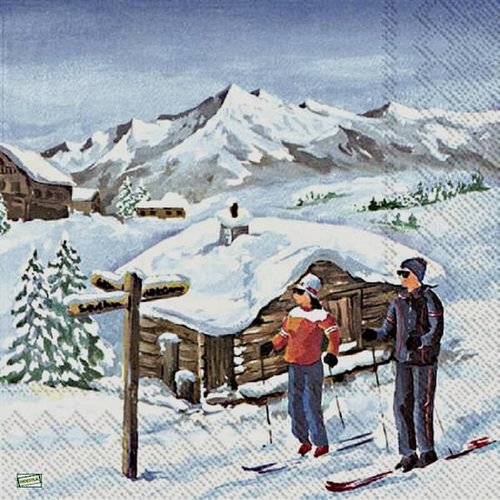 2 serviettes papier - paysage de neige- 29