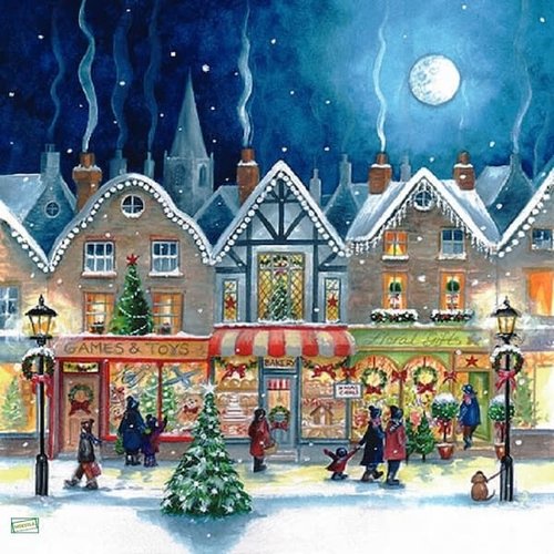 2 serviettes papier - paysage de neige- 56