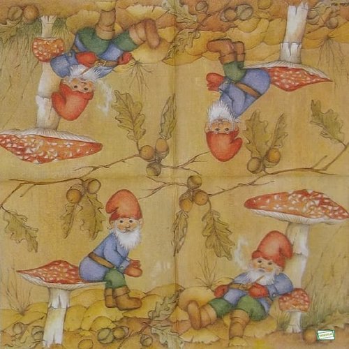 2 serviettes papier - nains.lutins -64