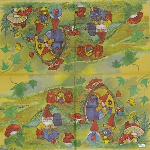 2 serviettes papier - nains.lutins -68