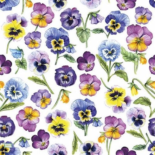 2 serviettes papier -pensées violettes -3
