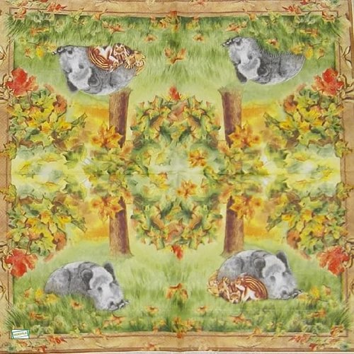 2 serviettes papier -animaux bois -4
