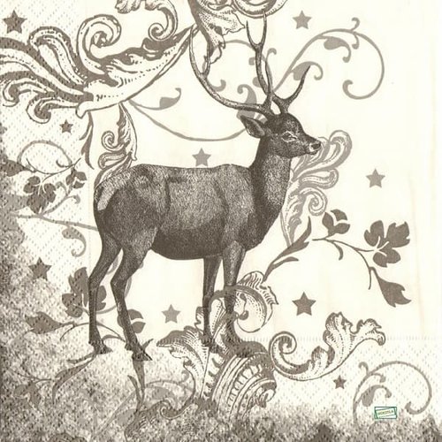 2 serviettes papier -animaux bois -6