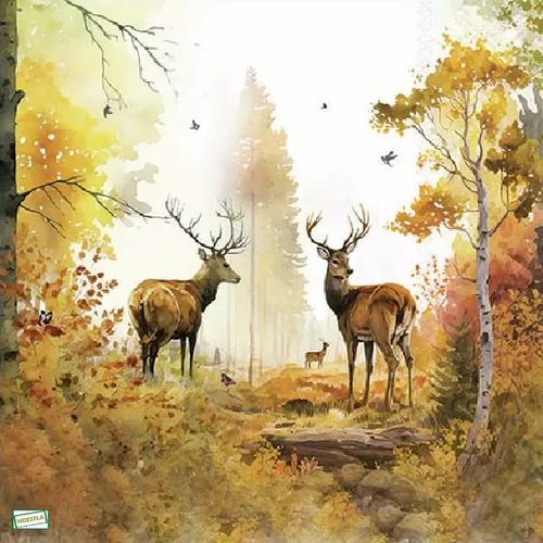 2 serviettes papier -animaux bois -8