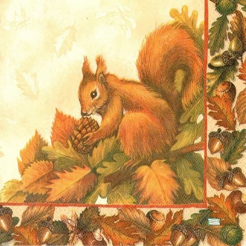 2 serviettes papier -animaux bois -10