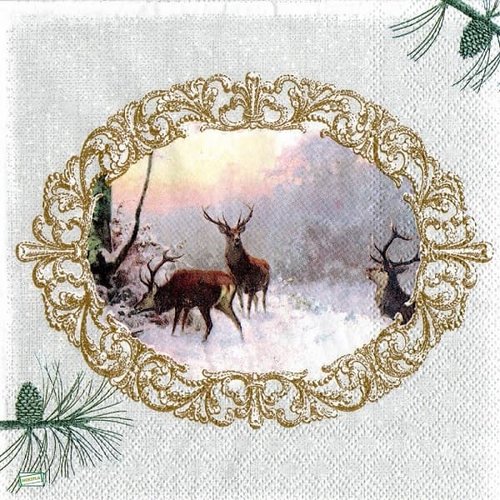 2 serviettes papier -animaux bois -13