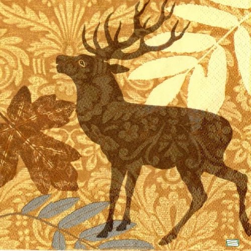 2 serviettes papier -animaux bois -21
