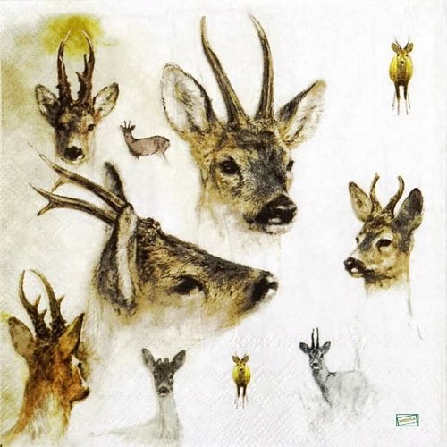 2 serviettes papier -animaux bois -23
