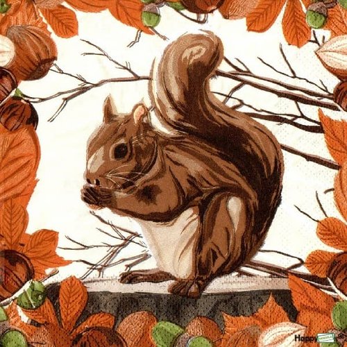 2 serviettes papier -animaux bois -25