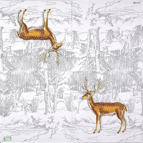 2 serviettes papier -animaux bois -26