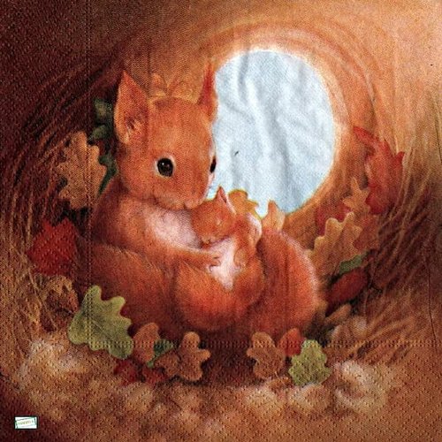 2 serviettes papier -animaux bois -30