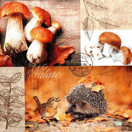 2 serviettes papier -animaux bois -43