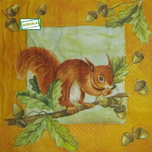 2 serviettes papier -animaux bois -56