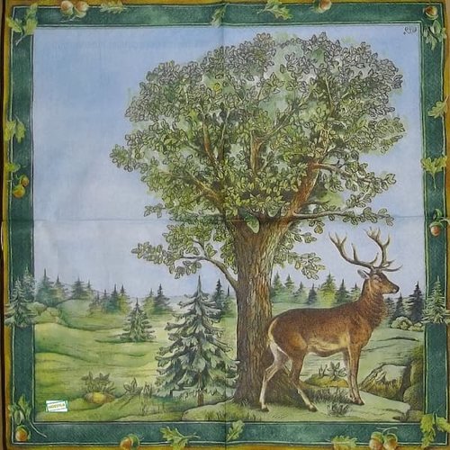 2 serviettes papier -animaux bois -60