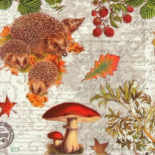 2 serviettes papier -animaux bois -61