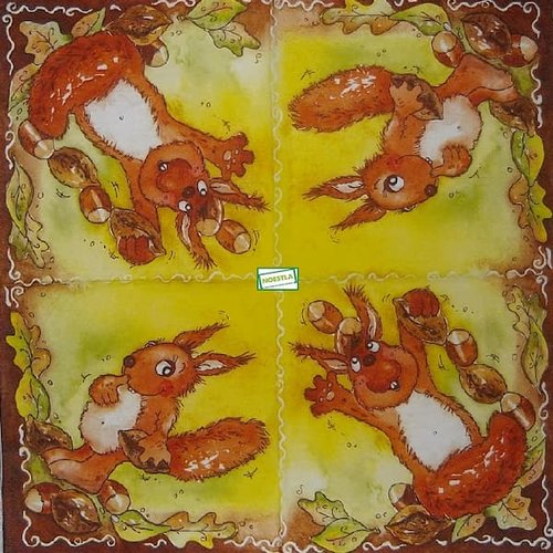 2 serviettes papier -animaux bois -66